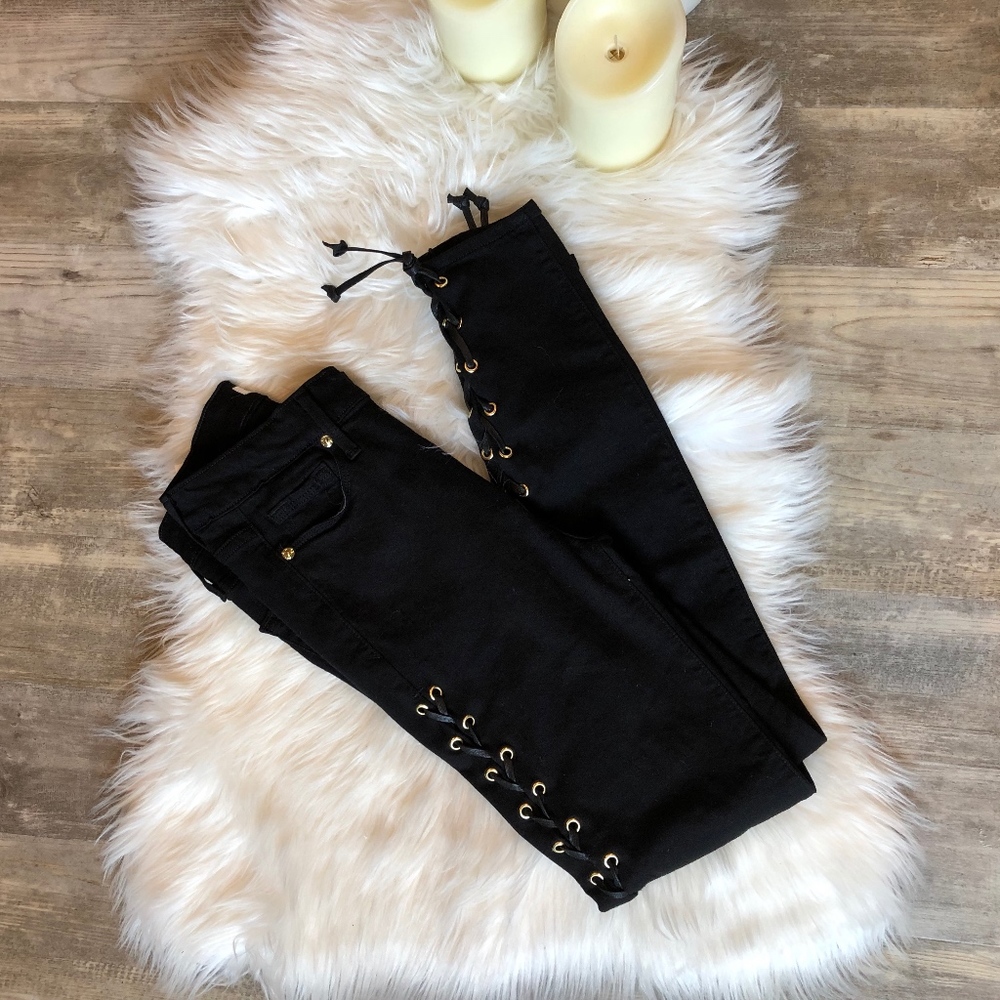 Good American Lace Up Jeans Black (size 00/24)